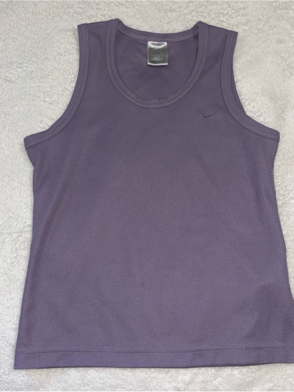 Vintage Y2K Nike Women’s Purple Tank Top with Monochrome Nike Logo Size Small
